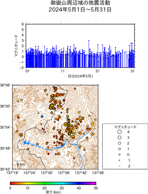 御嶽山周辺域の地震活動/2024年4月1日〜4月30日